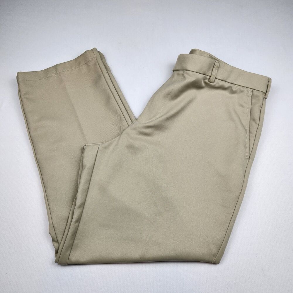 IZOD Golf Swingflex Straight-fit Flat-Front Pants Beige Khaki 38x30 Slash Pocket